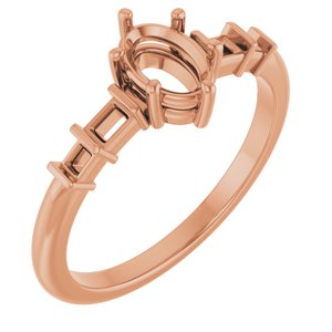 10K Rose Gold 6.5x4.5 mm Oval Ring Mounting – image 2
