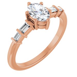 14K Rose Gold 6.5x4.5 mm Oval Ring Mounting