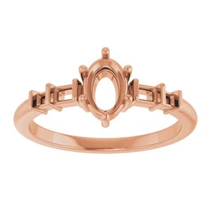 10K Rose Gold 6.5x4.5 mm Oval Ring Mounting – image 6