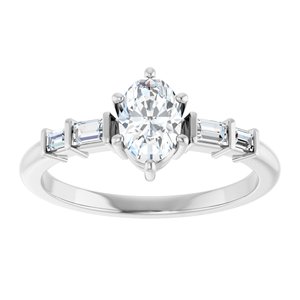 18K White Gold 6.5x4.5 mm Oval Ring Mounting – image 5