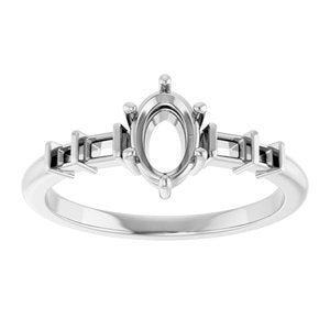 14K X1 White Gold 6.5x4.5 mm Oval Ring Mounting – image 6
