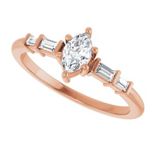 10K Rose Gold 6x3.5 mm Marquise Ring Mounting – image 8