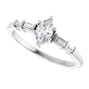 14K White Gold 6x3.5 mm Marquise Ring Mounting – image 8