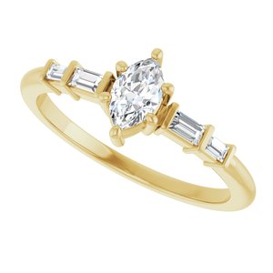 14K Yellow Gold 6x3.5 mm Marquise Ring Mounting – image 8