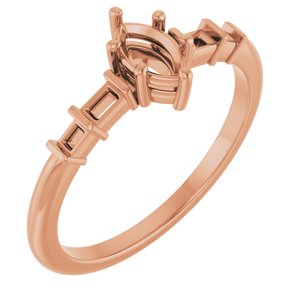 18K Rose Gold 6x3.5 mm Marquise Ring Mounting – image 2
