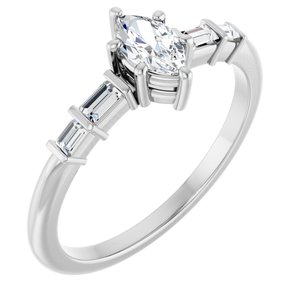 14K White Gold 6x3.5 mm Marquise Ring Mounting