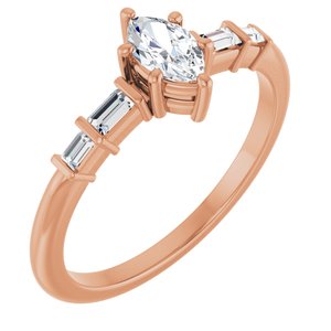 14K Rose Gold 6x3.5 mm Marquise Ring Mounting