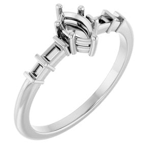 18K White Gold 6x3.5 mm Marquise Ring Mounting – image 2