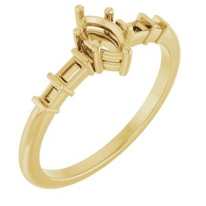 18K Yellow Gold 6x3.5 mm Marquise Ring Mounting – image 2