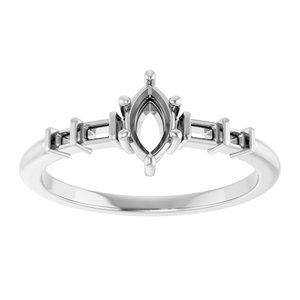 18K White Gold 6x3.5 mm Marquise Ring Mounting – image 6