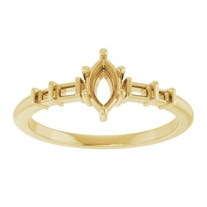 18K Yellow Gold 6x3.5 mm Marquise Ring Mounting – image 6