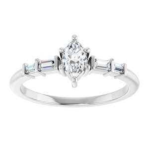 18K White Gold 6x3.5 mm Marquise Ring Mounting – image 5