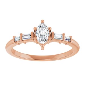 18K Rose Gold 6x3.5 mm Marquise Ring Mounting – image 5