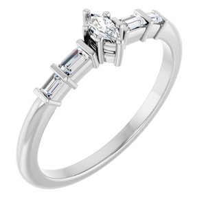 14K X1 White Gold 4x2 mm Marquise Ring Mounting