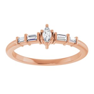18K Rose Gold 4x2 mm Marquise Ring Mounting – image 5