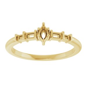 14K Yellow Gold 4x2 mm Marquise Ring Mounting – image 6