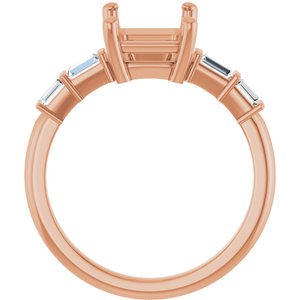 14K Rose Gold 9x7 mm Emerald 1/4 CTW Natural Diamond Semi-Set Ring – image 4