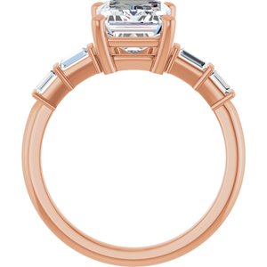 14K Rose Gold 9x7 mm Emerald 1/4 CTW Lab-Grown Diamond Semi-Set Ring – image 3