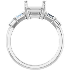 14K White Gold 9x7 mm Emerald 1/4 CTW Lab-Grown Diamond Semi-Set Ring – image 4