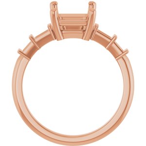 14K Rose Gold 9x7 mm Emerald Ring Mounting – image 4