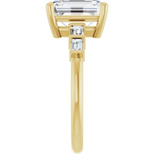 18K Yellow Gold 9x7 mm Emerald Ring Mounting – image 7