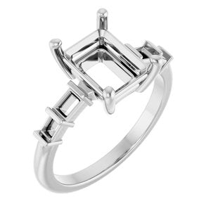Sterling Silver 9x7 mm Emerald Ring Mounting – image 2