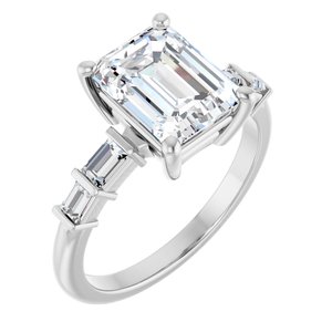 Platinum 9x7 mm Emerald Ring Mounting