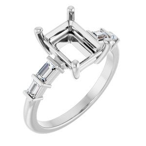 Platinum 9x7 mm Emerald 1/4 CTW Lab-Grown Diamond Semi-Set Ring – image 2