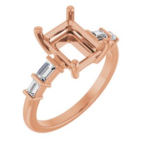 14K Rose Gold 9x7 mm Emerald 1/4 CTW Natural Diamond Semi-Set Ring – image 2