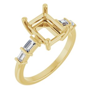 14K Yellow Gold 9x7 mm Emerald 1/4 CTW Lab-Grown Diamond Semi-Set Ring – image 2