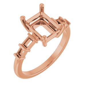10K Rose Gold 9x7 mm Emerald Ring Mounting – image 2