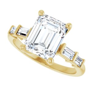 18K Yellow Gold 9x7 mm Emerald Ring Mounting – image 8