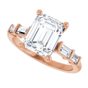 18K Rose Gold 9x7 mm Emerald Ring Mounting – image 8