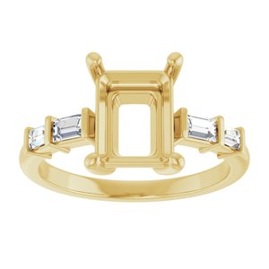 14K Yellow Gold 9x7 mm Emerald 1/4 CTW Lab-Grown Diamond Semi-Set Ring – image 6