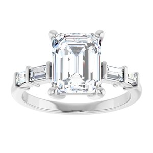 14K White Gold 9x7 mm Emerald Ring Mounting – image 5