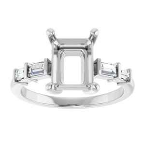 Platinum 9x7 mm Emerald 1/4 CTW Natural Diamond Semi-Set Ring – image 6