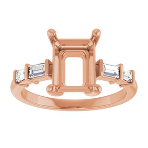 14K Rose Gold 9x7 mm Emerald 1/4 CTW Natural Diamond Semi-Set Ring – image 6