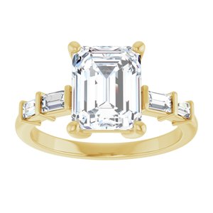18K Yellow Gold 9x7 mm Emerald Ring Mounting – image 5