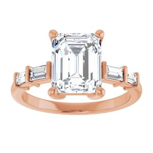 14K Rose Gold 9x7 mm Emerald Ring Mounting – image 5