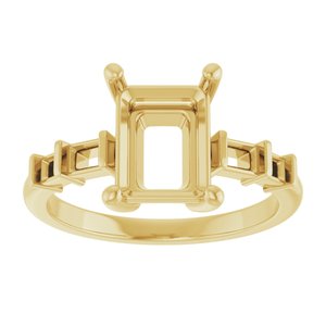 14K Yellow Gold 9x7 mm Emerald Ring Mounting – image 6