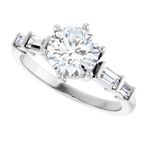 Platinum 7 mm Round 1/4 CTW Natural Diamond Semi-Set Ring – image 8