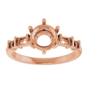 10K Rose Gold 7 mm Round Ring Mounting – image 6