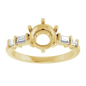 14K Yellow Gold 7 mm Round 1/4 CTW Natural Diamond Semi-Set Ring – image 6