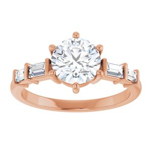 14K Rose Gold 7 mm Round Ring Mounting – image 5