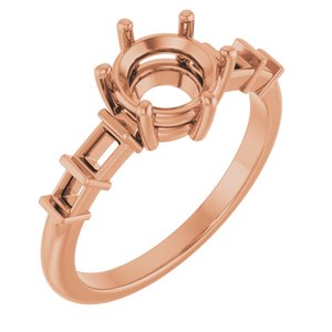 10K Rose Gold 7 mm Round Ring Mounting – image 2