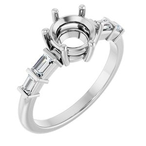 Platinum 7 mm Round 1/4 CTW Natural Diamond Semi-Set Ring – image 2