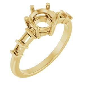 10K Yellow Gold 7 mm Round Ring Mounting – image 2
