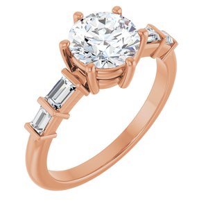 14K Rose Gold 7 mm Round 1/4 CTW Natural Diamond Semi-Set Ring