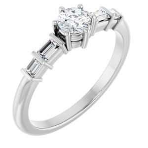 10K White Gold 4.1 mm Round Ring Mounting