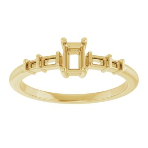 10K Yellow Gold 4.5x3 mm Emerald Ring Mounting – image 6
